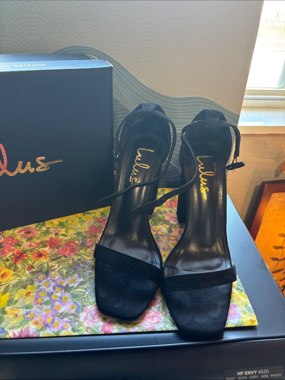 Lulu's Black Suede Ankle-Strap Block Heels